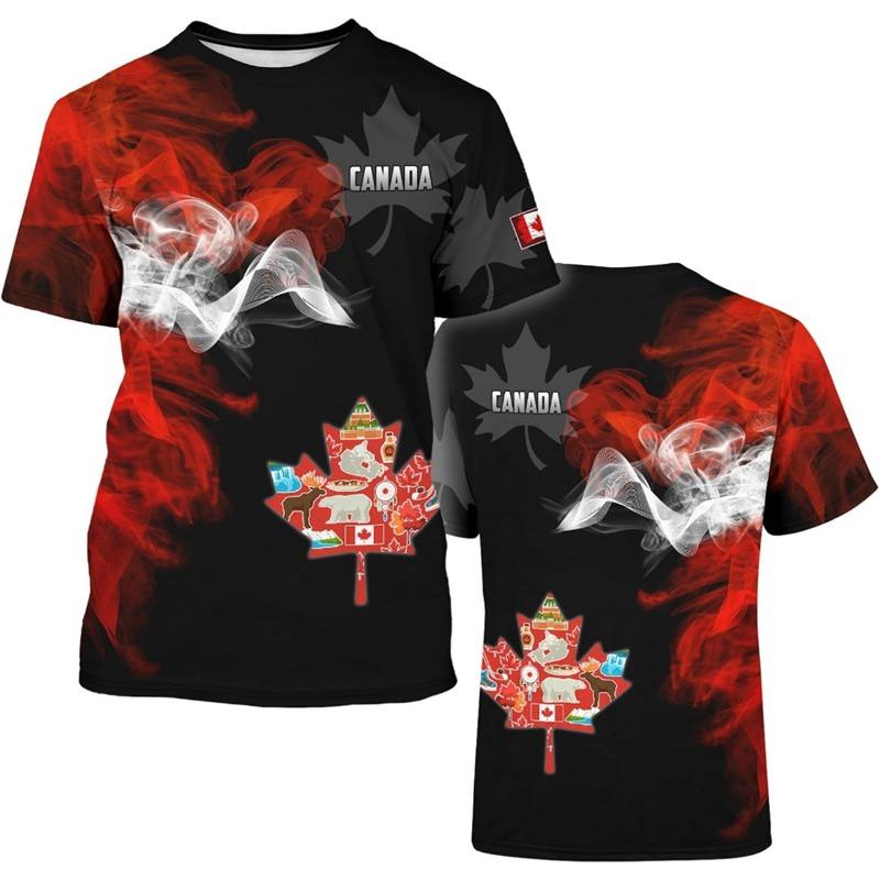 Canadian Maple Leaf Shirt For Men Canada Day Flag T-Shirt 3D Printing Cool Short Sleeve Shirt Unisex Casual Oversized T-Shirt