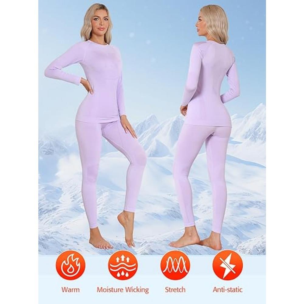 CHARMLEAKS Termoundertøy for kvinner Long Johns Vinter Varmt Basislagsett Kaldt Vær Topp og Underdel
