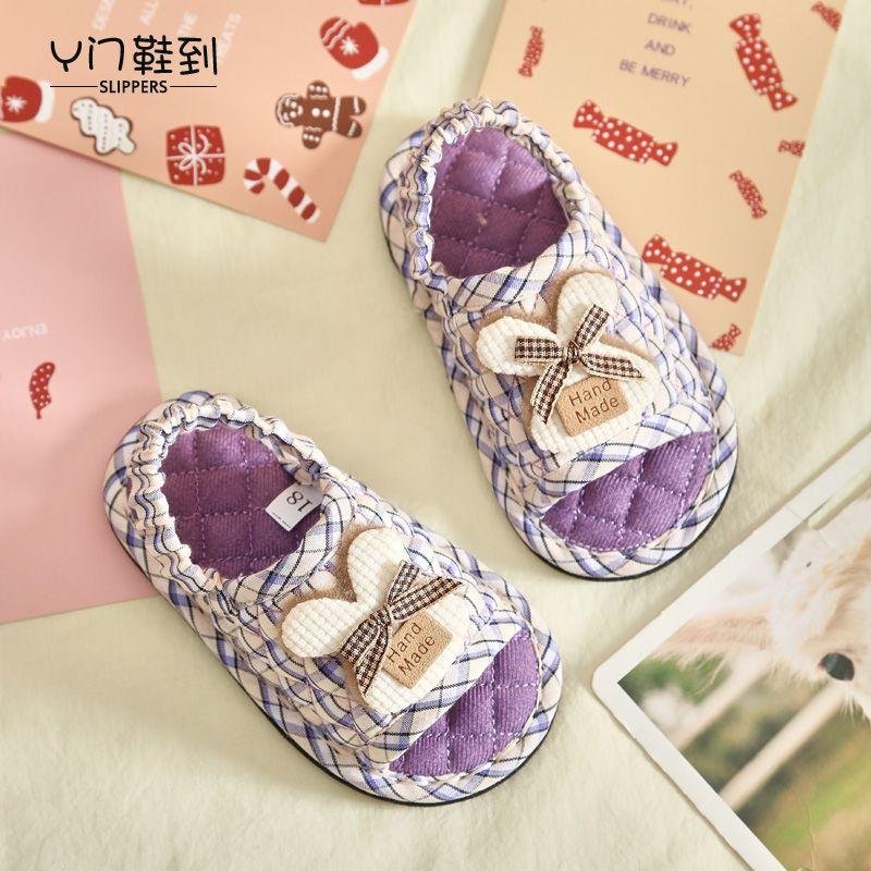 

Новые тканевые детские туфли для малышей 1-3 лет, мягкая подошва, нескользящие, бесшумные, домашние тапочки для пола, мультяшные, на круглый год Purple Rabbit Inner length 14cm