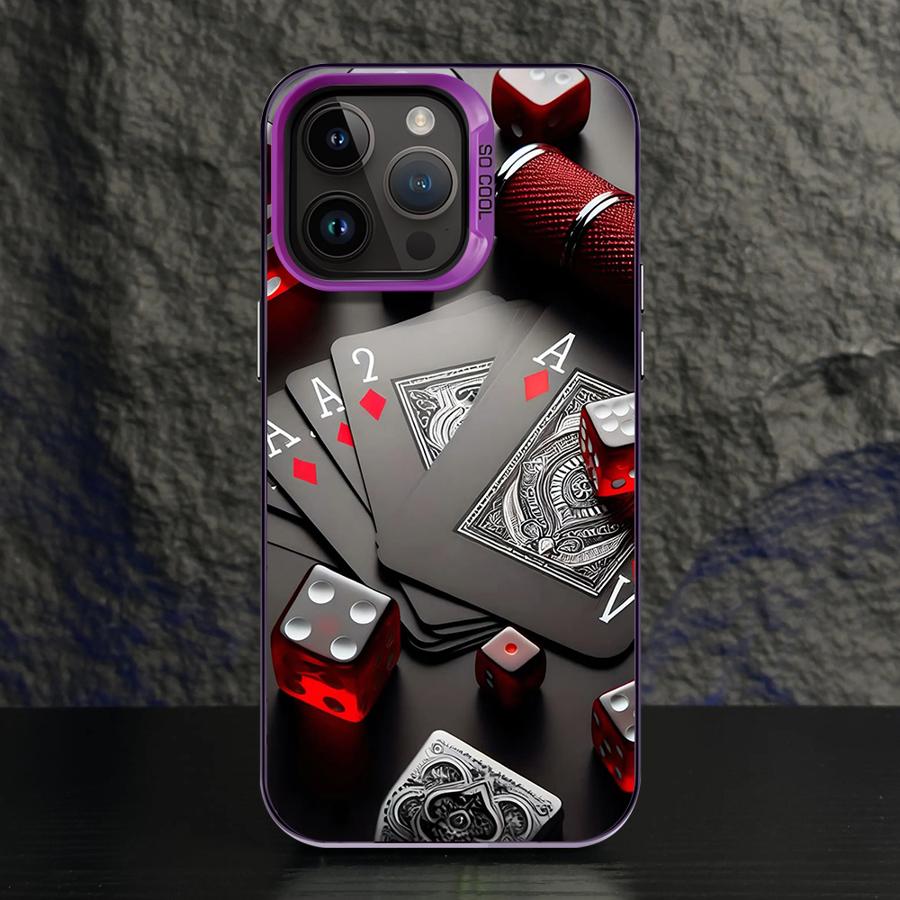 Phone Case for iPhone 15 16 Pro Max 11 13 Pro 14 Plus 12 11Pro 15Pro Max 16e Shell Cover Fundas Poker Cards And Dice
