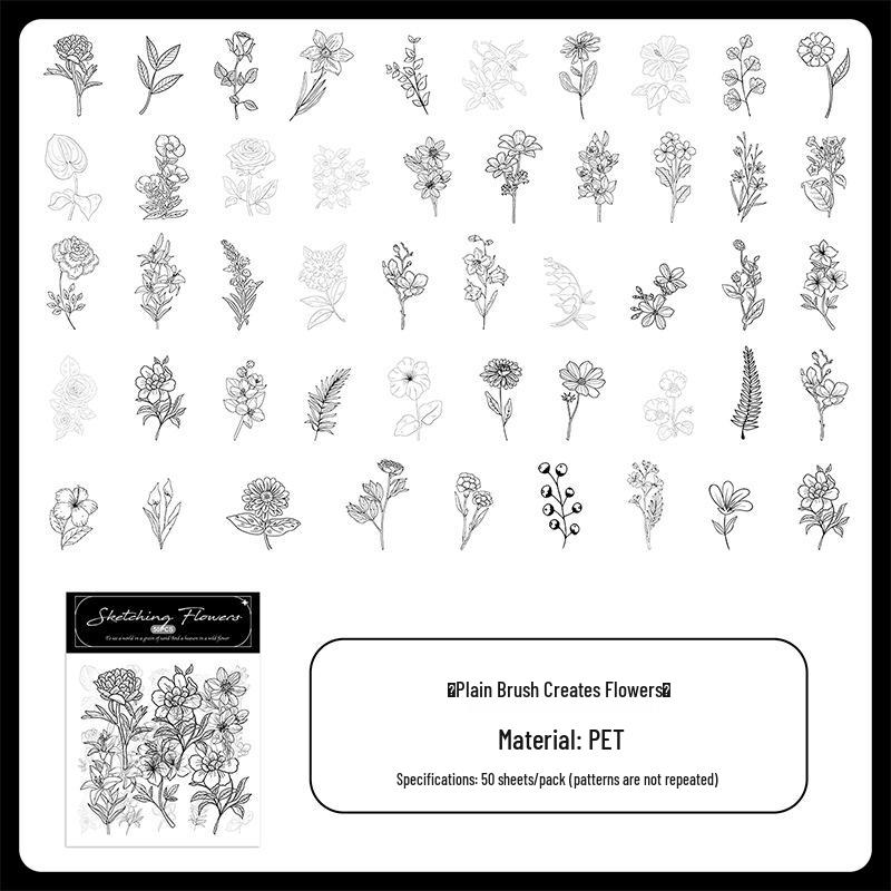 Waterproof Transparent Stickers: Plant & Flower DIY Decoration for Water Bottles & Journals