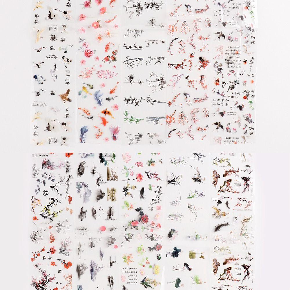 Sticker For Nails Ink Painting Nail Decoration Foil Stickers Nail Art Decor Chinese Style Sticker