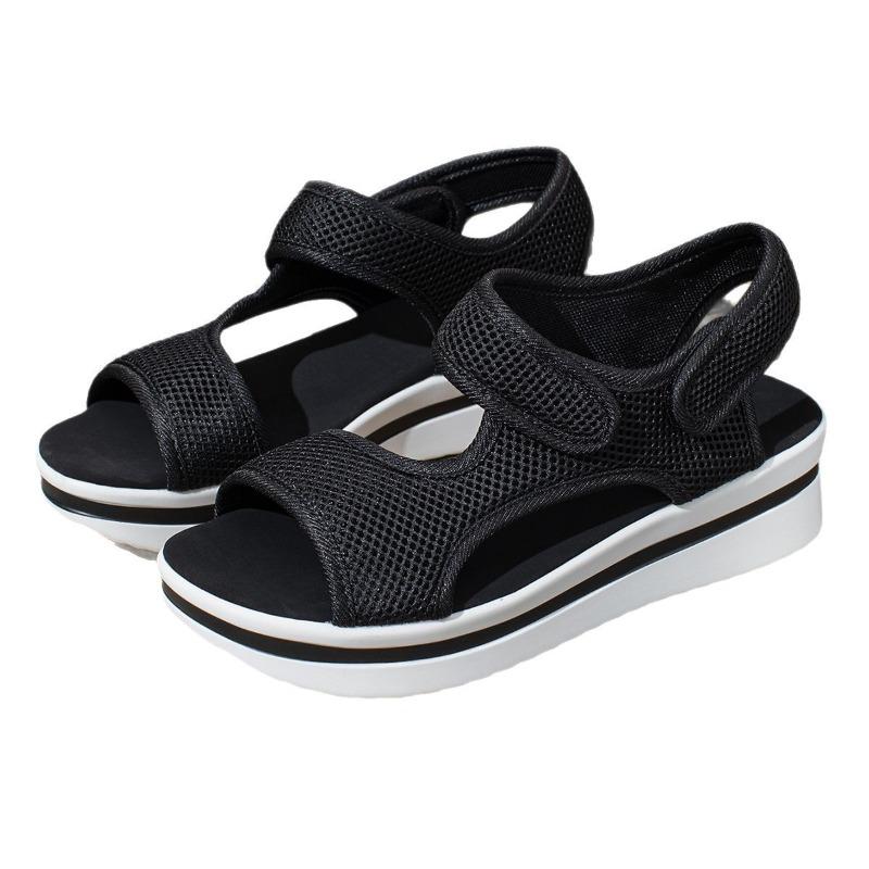 2025 Summer New Arrival Plus Size Chunky Sole Mule-Style Velcro Beach Sandals for Women - Casual Comfortable Women's