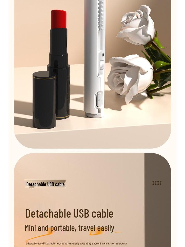 Compact USB Hair Straightener & Curler for Students – Dual Use for Straightening, Curling & Corn Perm In Dorms.