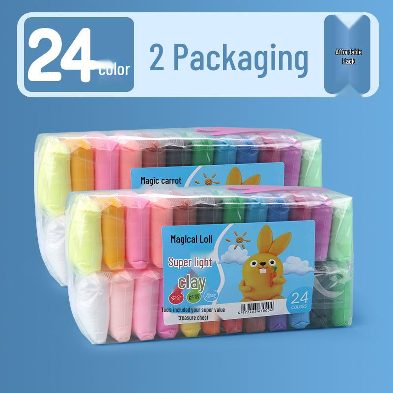 24-Color Large Pack White Clay Plasticine for Toddlers