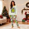 Christmas Print Family Matching Pajama Set with Round Neck Long Sleeve Top and Long Pants