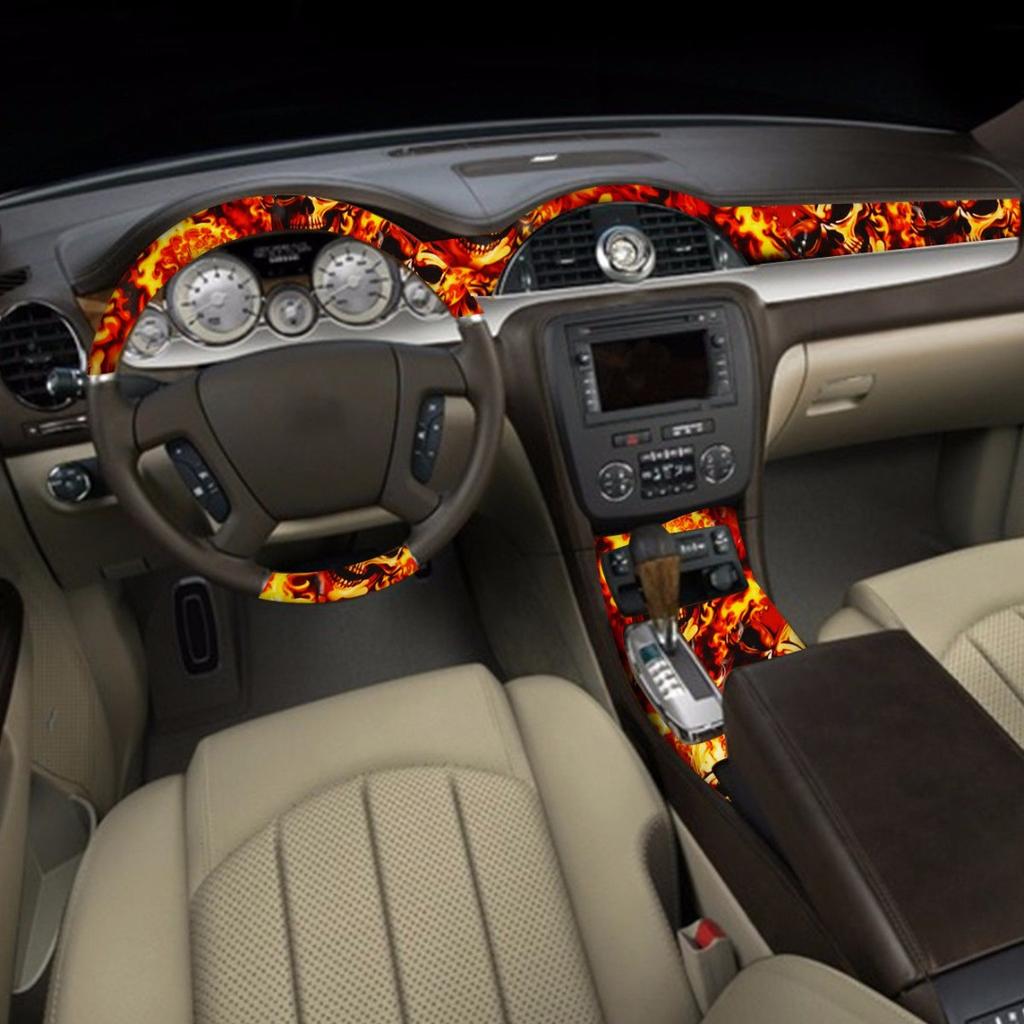 Ny 0,5*1m Red Fire Skulls PVA Hydrographic Water Transfer Film Printing Hydro