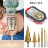 Premium Titanium Step Drill Bit Set Gold Multi-Size Core Hole Opener Titanium Step Drill Drilling Applications