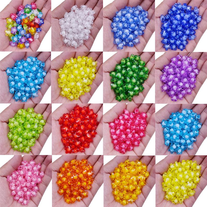 Double Layer 20Pcs For Jewelry Making Flower Loose Beads Pendant Transparent Necklace Bracelet DIY Crafts Wholesale
