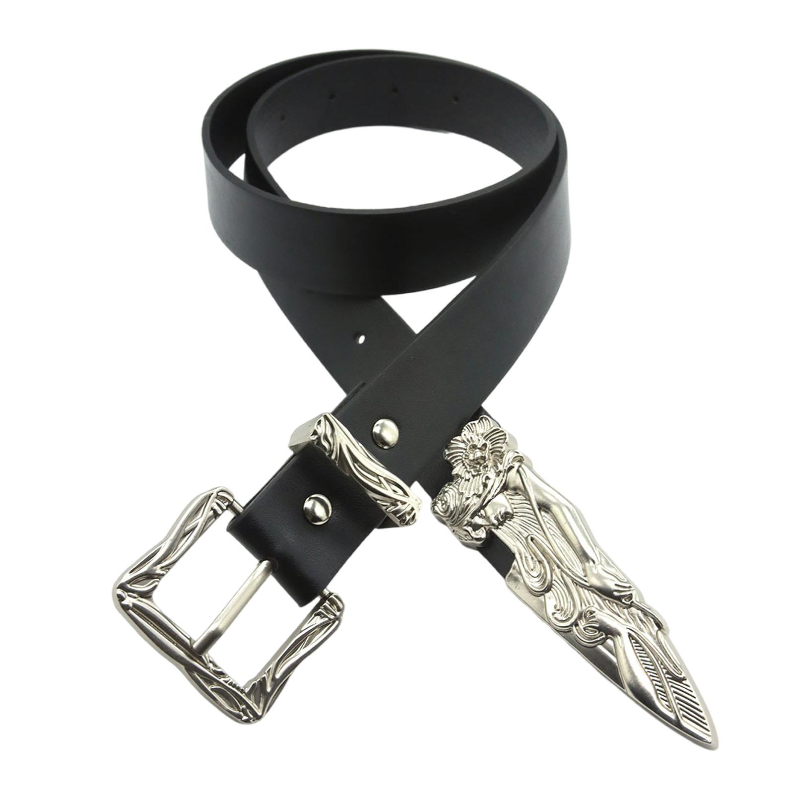 

Винтажный ремень с цветочной гравировкой, ремень в западном стиле, регулируемый ремень с кожаной пряжкой, ремешок, ковбойский пояс для брюк, платья B