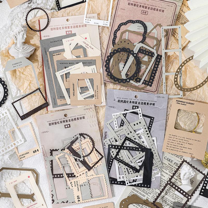 10 arkuszy Vintage Hollow Film Naklejka DIY Dekoracja Dziennika Minimalistyczna ramka INS Naklejka Album Scrapbooking Kawaii Artykuły papiernicze