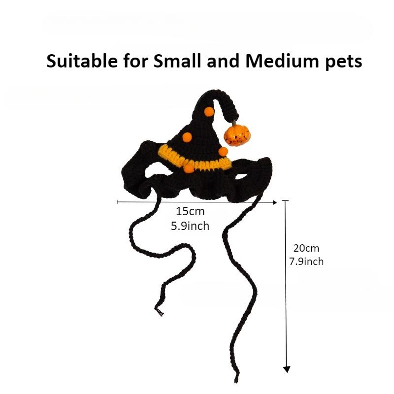 Cat Collar Cute Pet Collar Halloween Heterochromatic Cat Pumpkin Ghost Dog Bib Knitted Collar for Small Cats/dog/kitty
