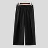 INCERUN Men Casual Loose Zip-up Waist Striped Baggy Wide Legs Pants Long Trousers
