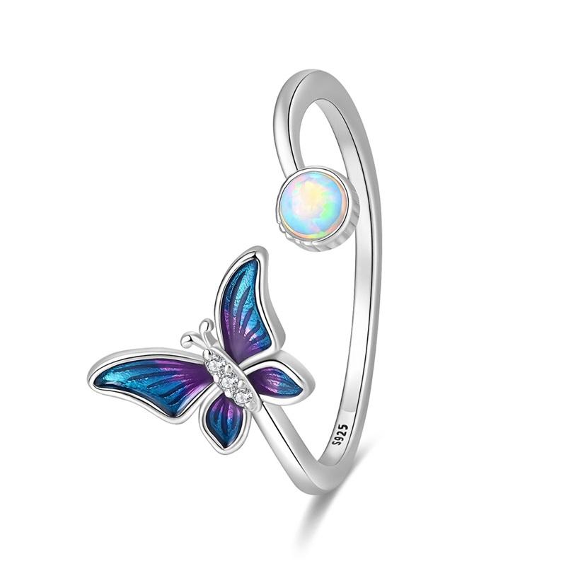 New 925 Silver Butterfly Four-Leaf Clover Flower Star And Moon Ring For Women Fit Wedding Party Jewelry Gifts