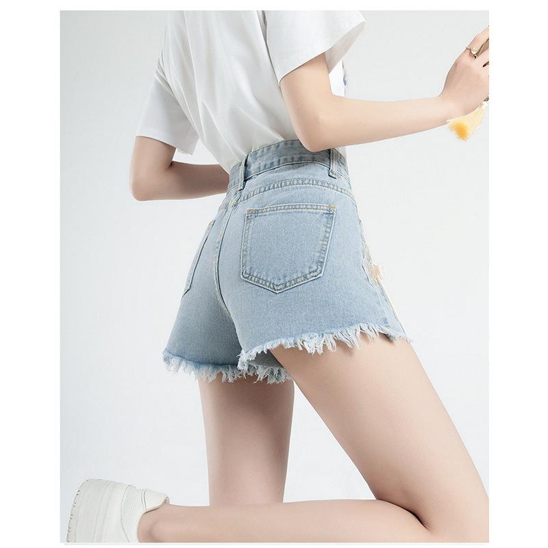 Neuer Chinesischer Stil Nationaler Stil Denim Shorts Damen Sommer Mode Personalisierte Stickerei Nationale Mode A-Linie Hotpants