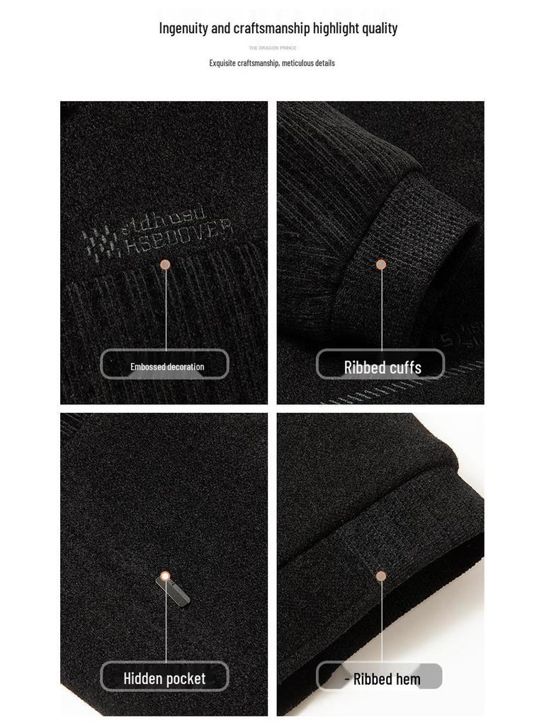 2025 Autumn/Winter Mid-Aged Men's Thick Fleece-Lined Jacket - Loose Fit