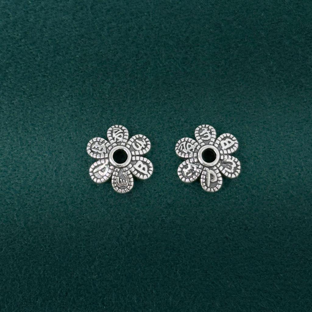 S999 Sterling Silver Six-Character Mantra Flower Bracelet Spacer
