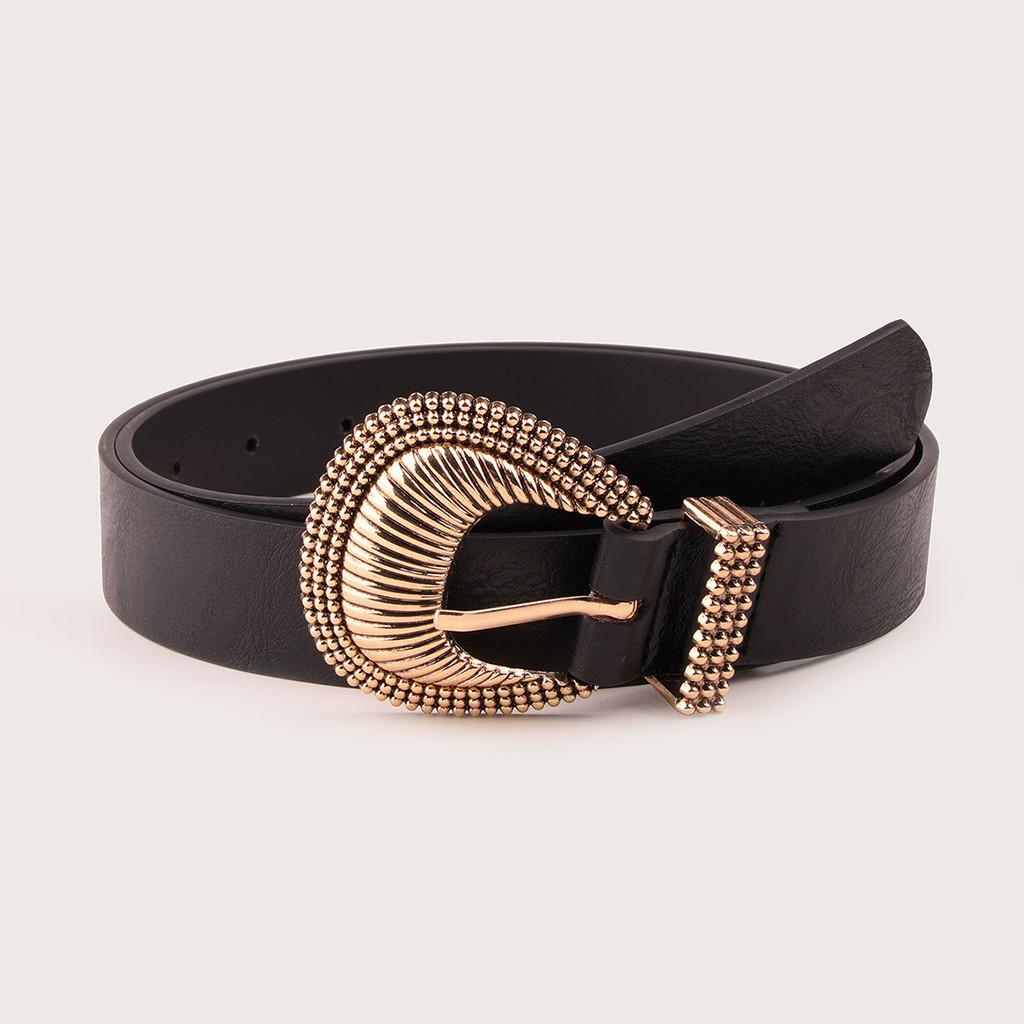 Stylish Womens Faux Leather Belt With Shell Pattern And Metal Pin Closure For Office