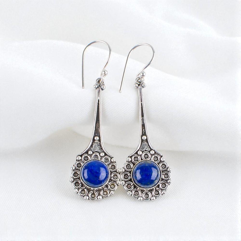 

Редкий драгоценный камень лазурит 925 стерлинговое серебро ювелирные изделия ручной работы серьги 2,52 EE-77-35