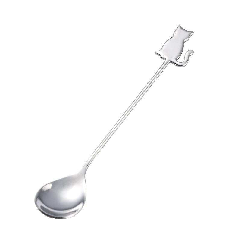 Cute Cat Shaped Stainless Steel Coffee Spoon Stirring Spoon Suitable for Dessert Snack Ice Cream Teaspoon Kitchen Tableware 2025