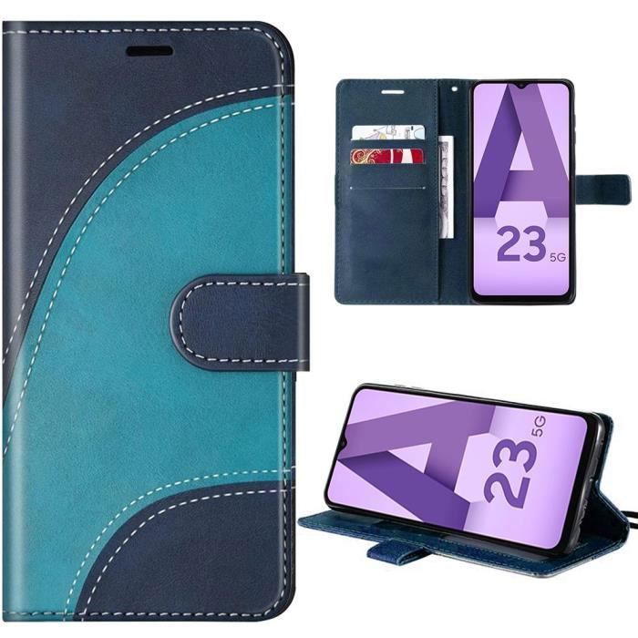 Coque de protection - BOOLING - pour Samsung Galaxy A23 5G - Antichoc en Cuir PU - Poche à Cartes - Béquille