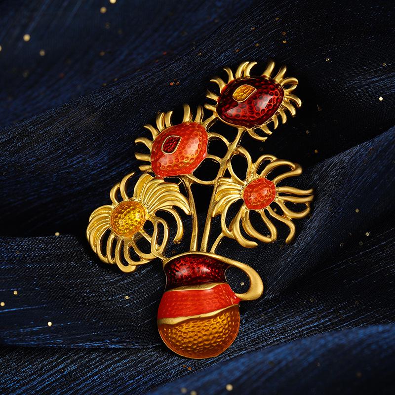 

Бижутерия Tian She Винтажная эмалевая брошь «Подсолнух» - Художественный аксессуар для мужчин