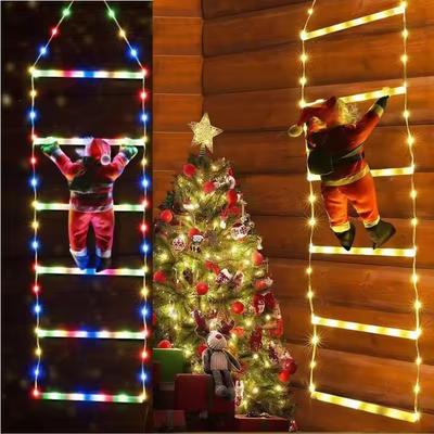 Weihnachtsdekorationen Weihnachtsmann Kletterleiter Licht LED Lichterkette USB-Stecker 8 Modi für Zuhause Feiertag Wand Fenster Weihnachtsdeko