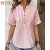 Women's Fashion Casual Short Sleeve V Neck Blouses & Shirts