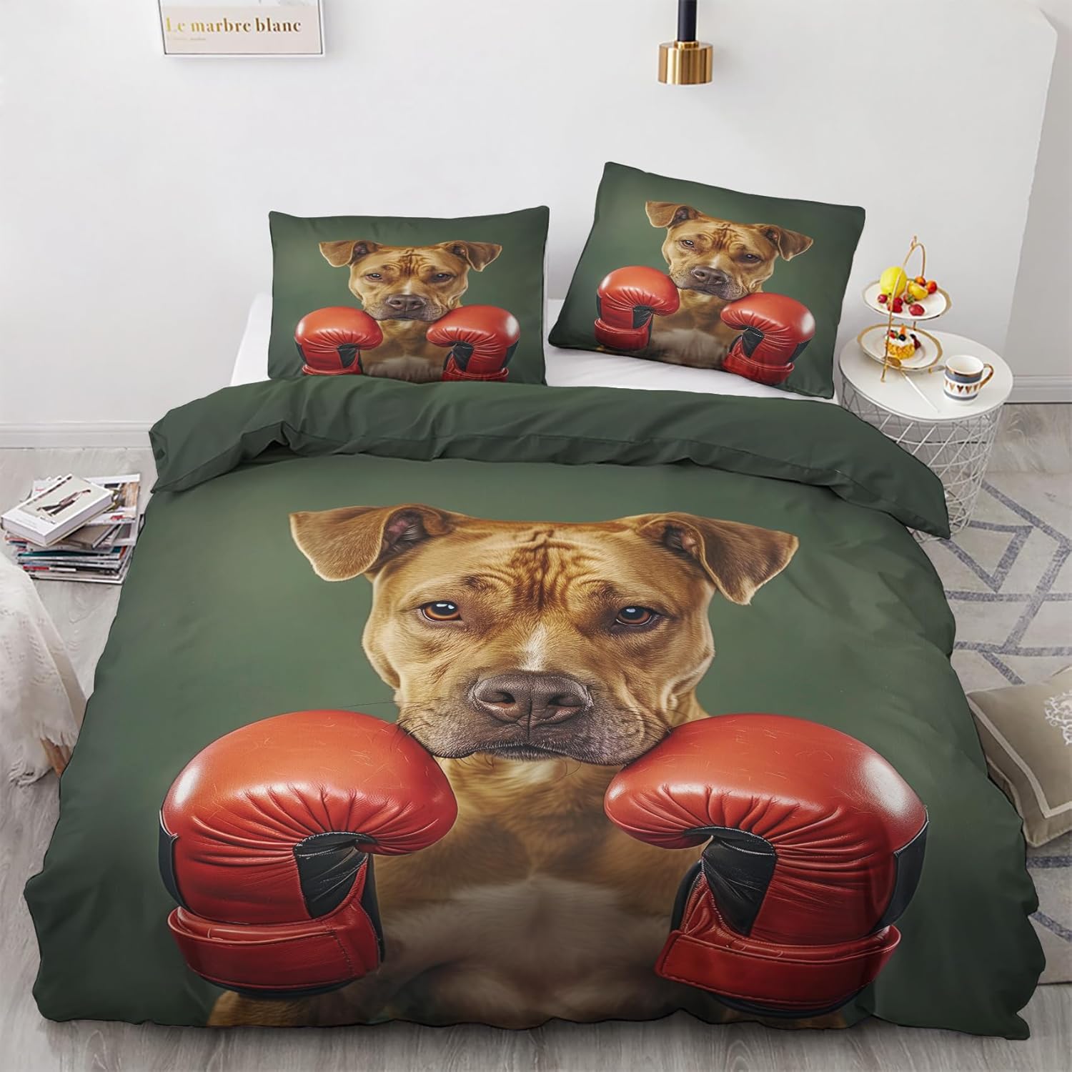 

Dog Feet Decoration Bedding set, Bulldog Colorful Duvet Cover 2er Set with Pillowcase,Microfiber Duvet Cover with Zipper 135x200cm