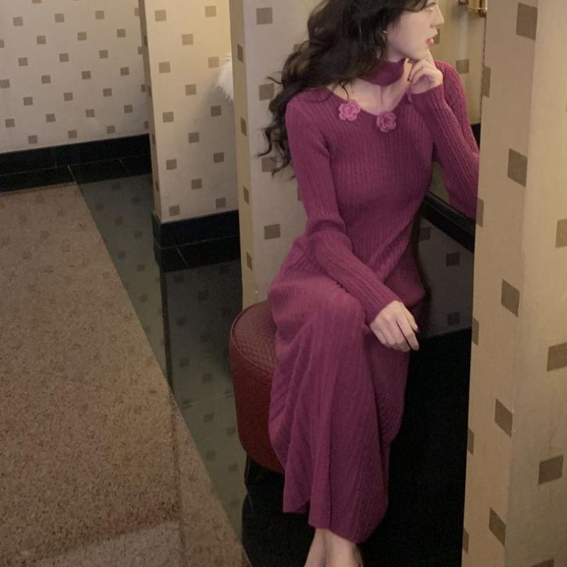 Нежный французский дизайн цветочный шарф вязаное платье для женщин осень и зима новый — фото 8