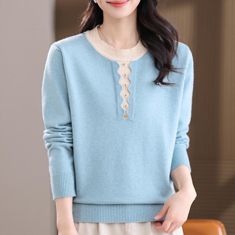 

Stylish Two-Piece Faux Knitwear for Women Aged 40-60: Long-Sleeved Spring/Autumn Sweater 3XL (suggested 60-65 kg)