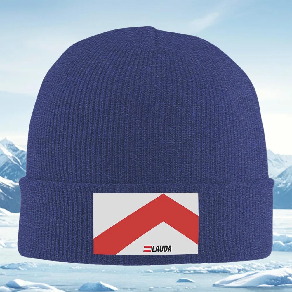 Red geometric shape with logo Unisex Women Unisex Knitted Hat Beanie Pullover Cap Winter Thermal Warm Christmas Outdoor Cyclin