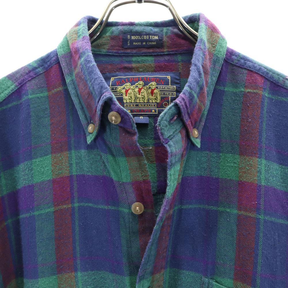 RALPH LAUREN 80s Vintage Chaps Check Pattern Long sleeve Button down shirt Men's Used