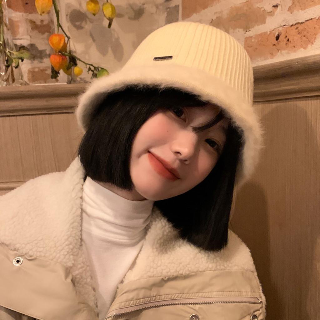 Knit Cozy Winter Bucket Hat Women Warm Fluffy Large Brim Fashion Accessory