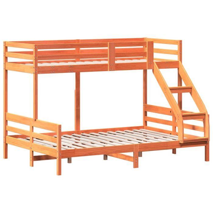 VidaXL Bunk Bed 80x200/140x200 Cm Wax Brown Solid Pine Wood, Bed, Bed Frame, Loft Bed 3207184