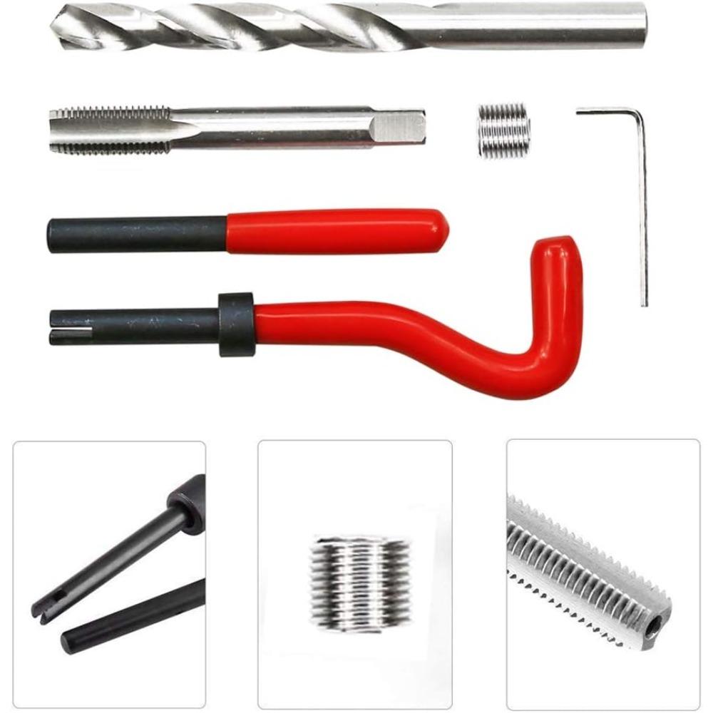 15 Stück Gewindereparatursatz Bohrdraht Gewindeeinsatz Reparatursatz Kompatibles Handwerkzeugset für die Autoreparatur