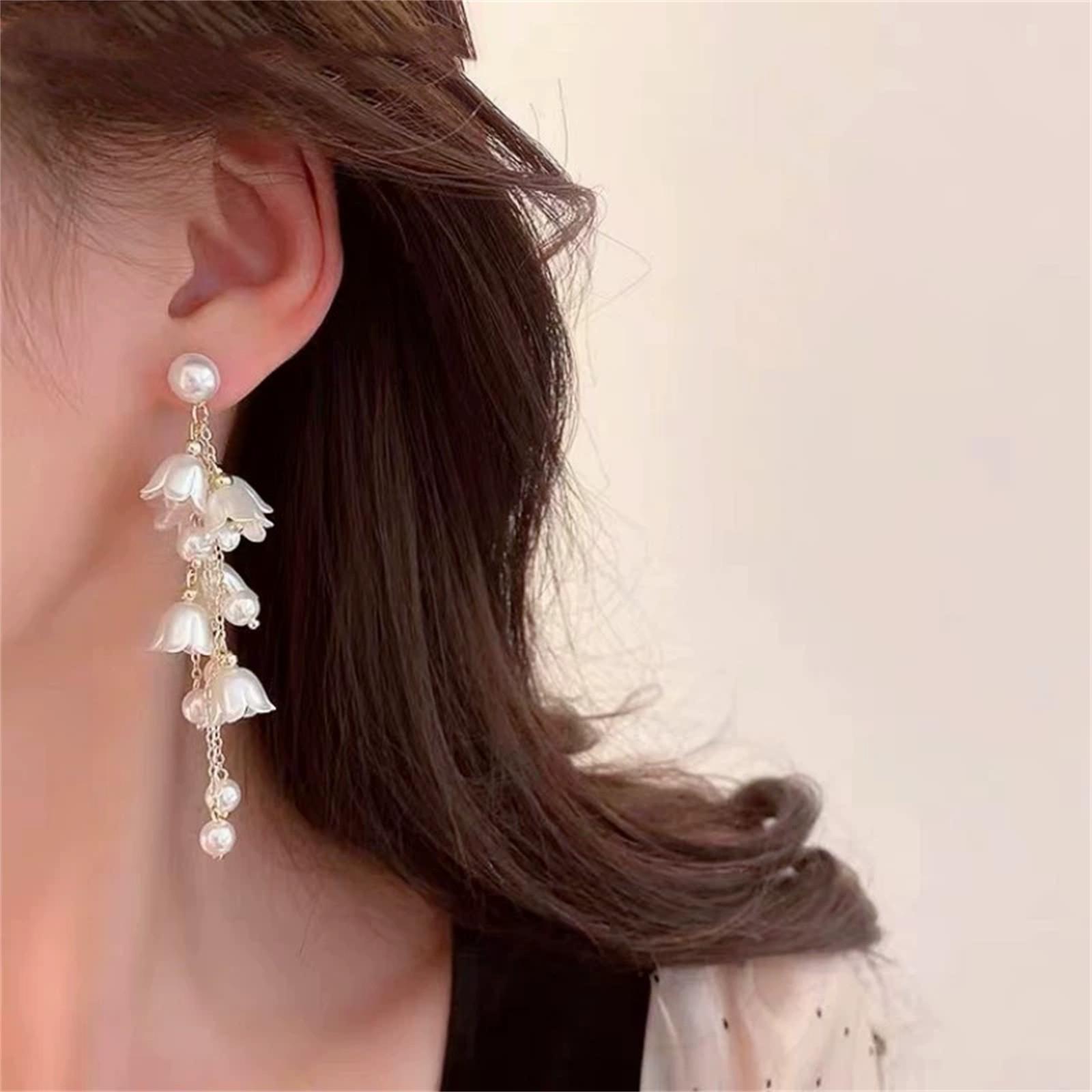 Premium Design Long Tassel Stud Earrings One Size белый