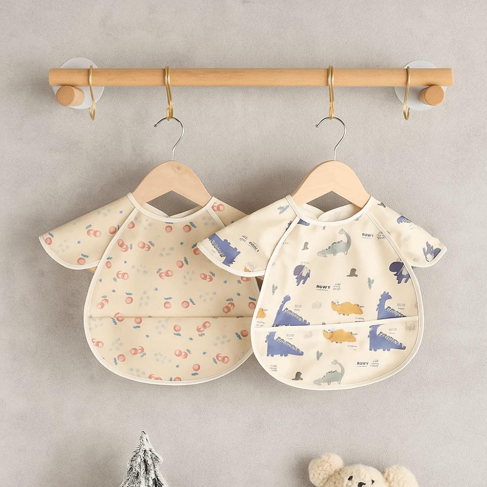 Soft Feeding Apron Short Sleeve Burp Cloth Apron Style Baby Bibs  Feeding