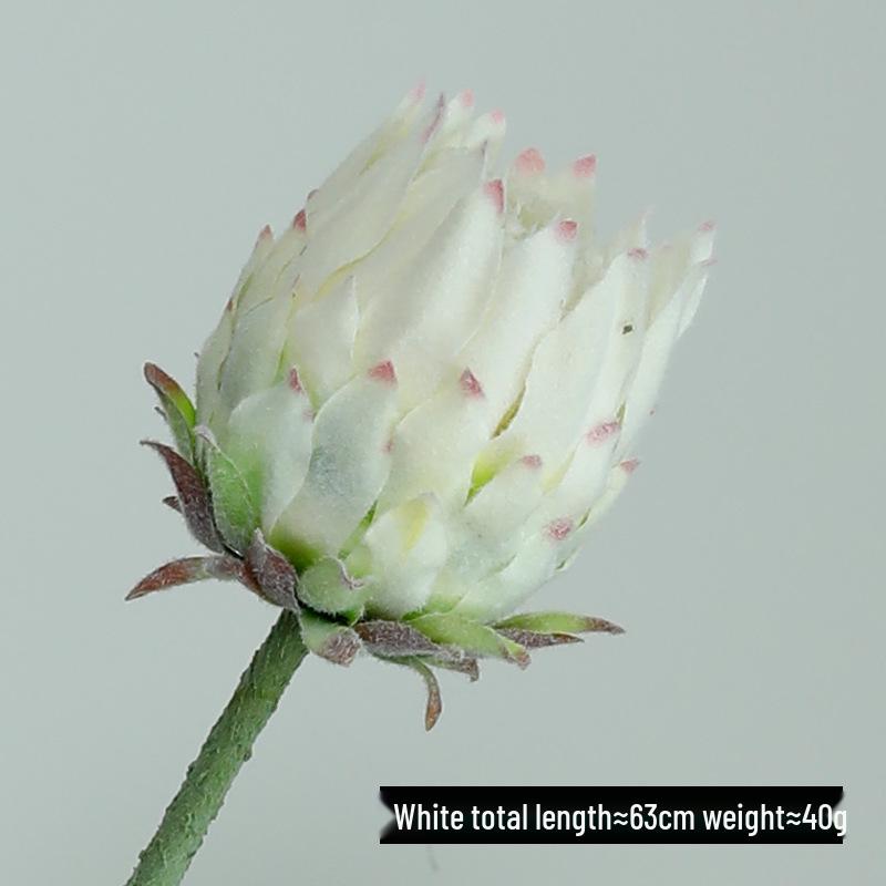 Nordic King Protea Single Stem Faux Flower Bouquet for Living Room or Wedding Decor