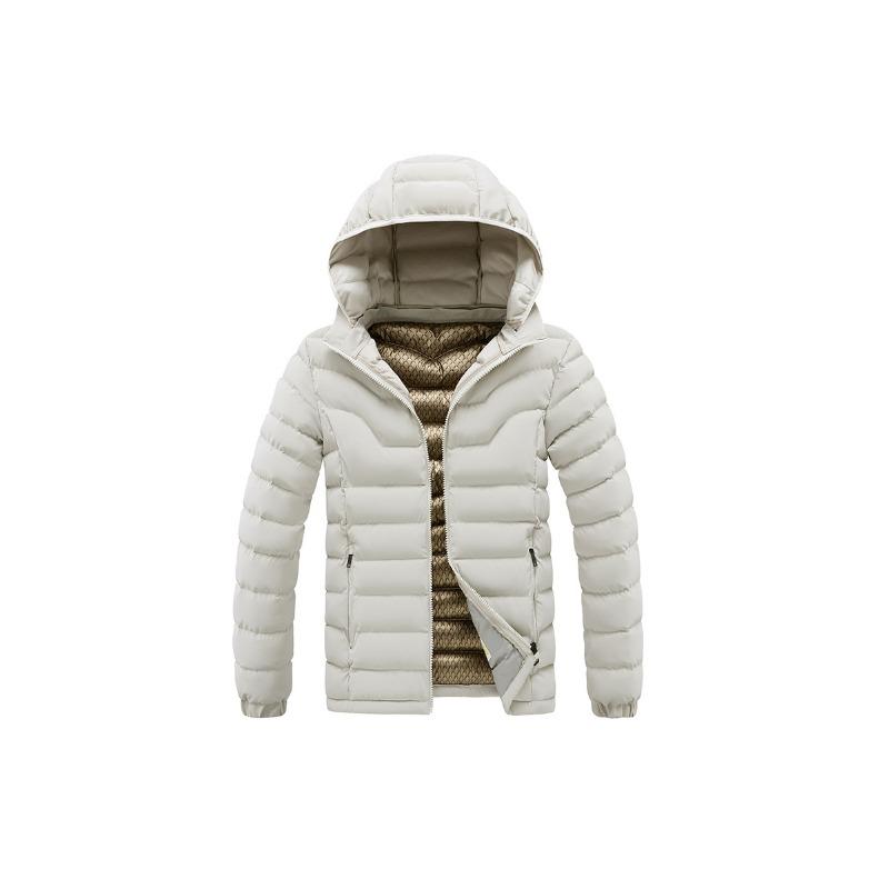 Lightweight Cotton Coat Men's Winter Solid Color Graphene Slim Fit Removable Hat Thickened Hooded Jacket Men