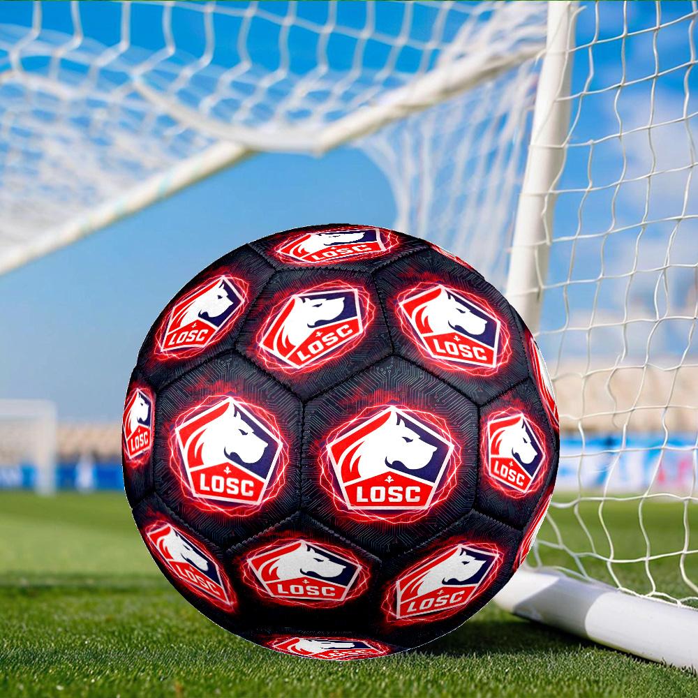 Lyon Football Club Emblem Soccer Ball Size 5 Soccer Ball, Machine-stitched, Soft and Comfortable, Suitable for Training and Matches Fan Gift