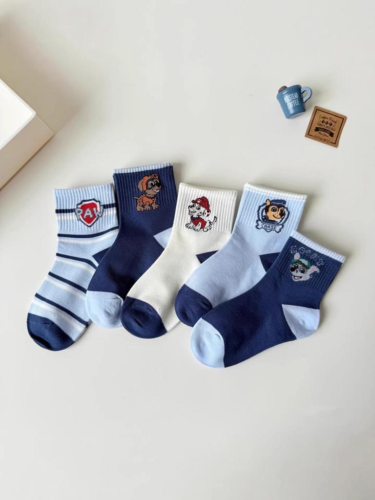 Boy's Cotton Mid-Calf Socks - Cartoon Paw Patrol, Spring/Autumn, Medium/Large Sizes