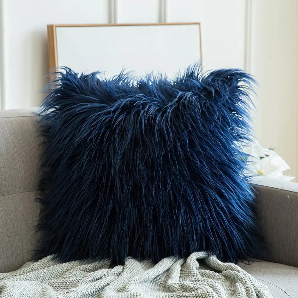 Luxury Super Soft Plush Faux Fur Pillow Case Winter Warm Mongolian Pillow Cover Throw Cushion Pillowcase Bedroom Home Decor