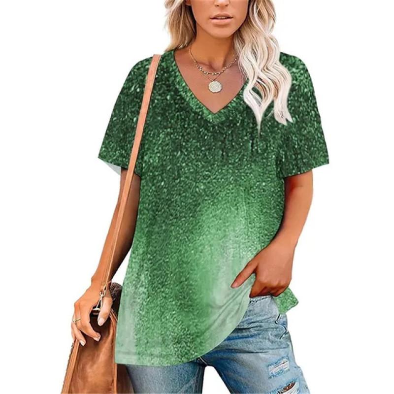 Сексуальная футболка с V-образным вырезом и принтом в виде градиента и граффити — фото 11