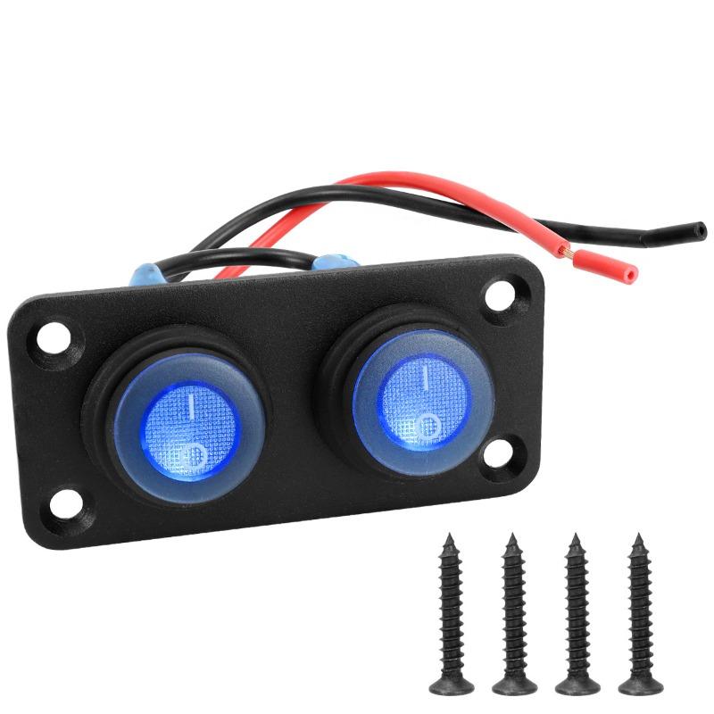 פאנל מתגי נדנדה 1-6 פאנלים 12V עמיד למים מתגי הפעלה/כיבוי עם אור LED כחול עבור רכב סירה משאית רכבים מתגים4