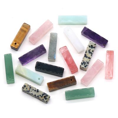 2 tk. partii looduslikust kivist ripats, ristkülik, kahjustus jaspis valge nefriit kvarts tiigrisilma kivi võlusid ehete valmistamiseks DIY kaelakee tarvikud 25x6mm