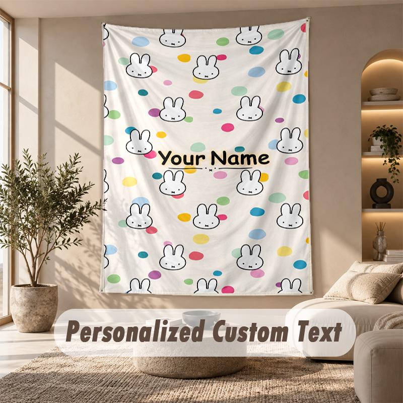 Miffy Tapestry, Personalized Custom Text, Wall Hanging Tapestry For Living Room Home Wall Decor