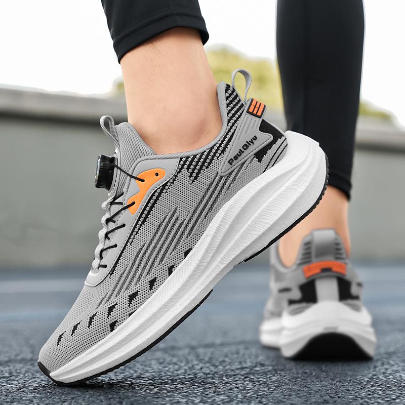 New Rotary Buckle Fly Woven Fabric Leisure Sports Running Men's Shoes Large Size Shoes  Lightweight and Versatile Sports Shoes