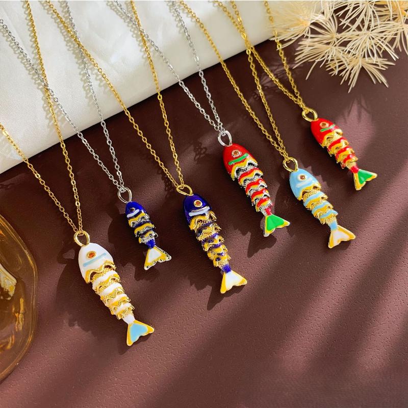 Exquisite Ocean Small Fish Pendant Necklace For Women Stainless Steel Personalized Collarbone Chain Cute Luxury Jewelry Gift