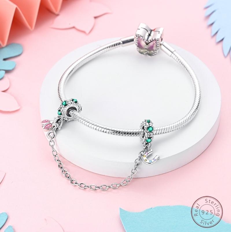 Copper Safety Chain Rainbow Flower Inlaid Zirconia Beads Suitable For Original Bracelet Bracelet Diy Jewelry